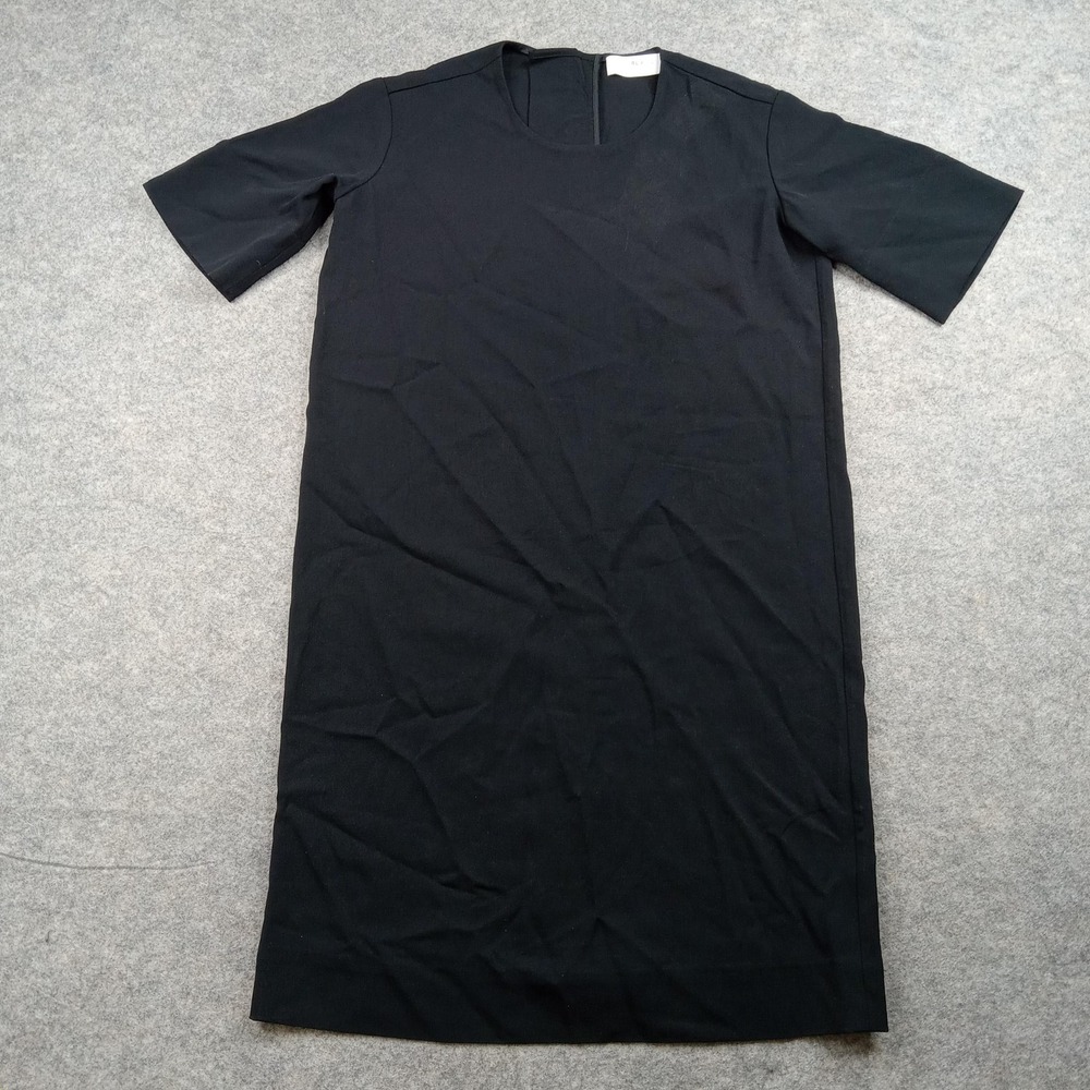 Everlane Dress Womens 00 Black Short Sleeve Sheath Exposed Zip Minimalist